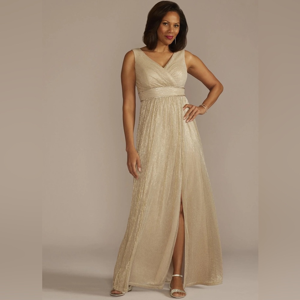 OLEG CASSINI
Metallic Glitter Knit Tank A-Line Side Slit Dress Size 6 NWT